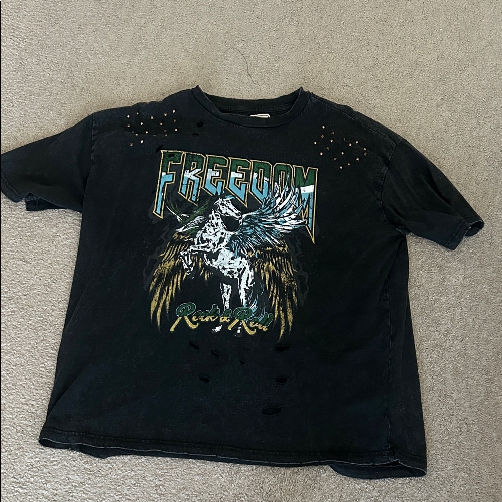 Freedom Graphic Black Kids T-Shirt